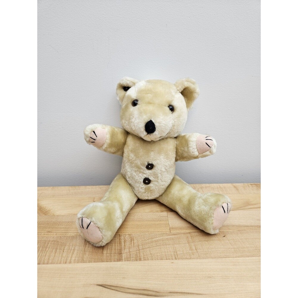 Vintage collectible Jointed Blonde Plush Teddy Bear Stuffed Animal - Picture 6 of 6